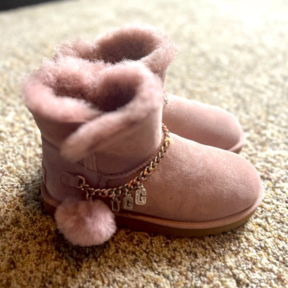 UGG Pink Kids Boots with Charm